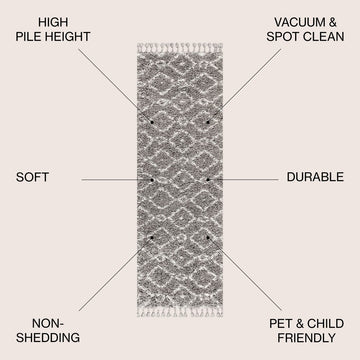 Mercer Shag Plush Tassel Moroccan Diamond Area Rug
